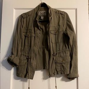 Olive Utility Jacket with Brass Hardware
